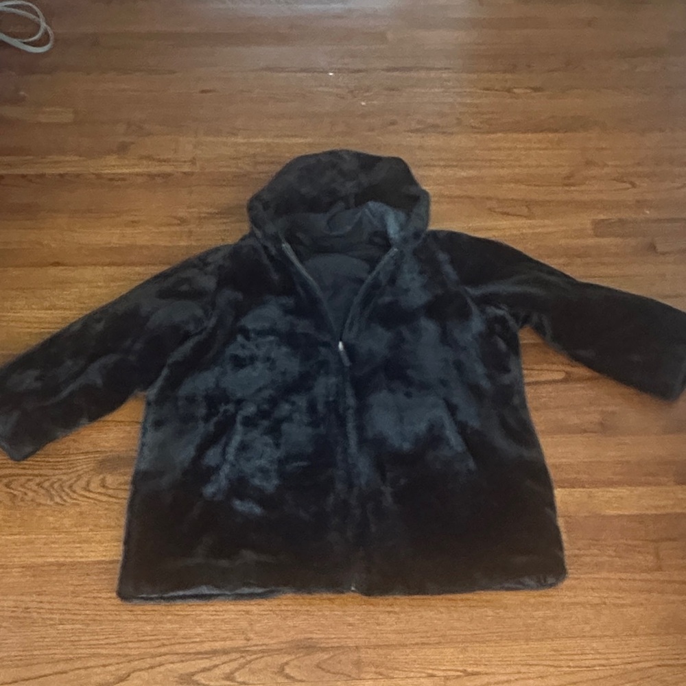 Covington Black Faux Fur Jacket reversible 2x